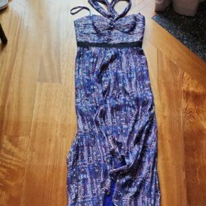 BCBGMAXAZRIA Blue and Purple Halter Dress - Women's Size 8